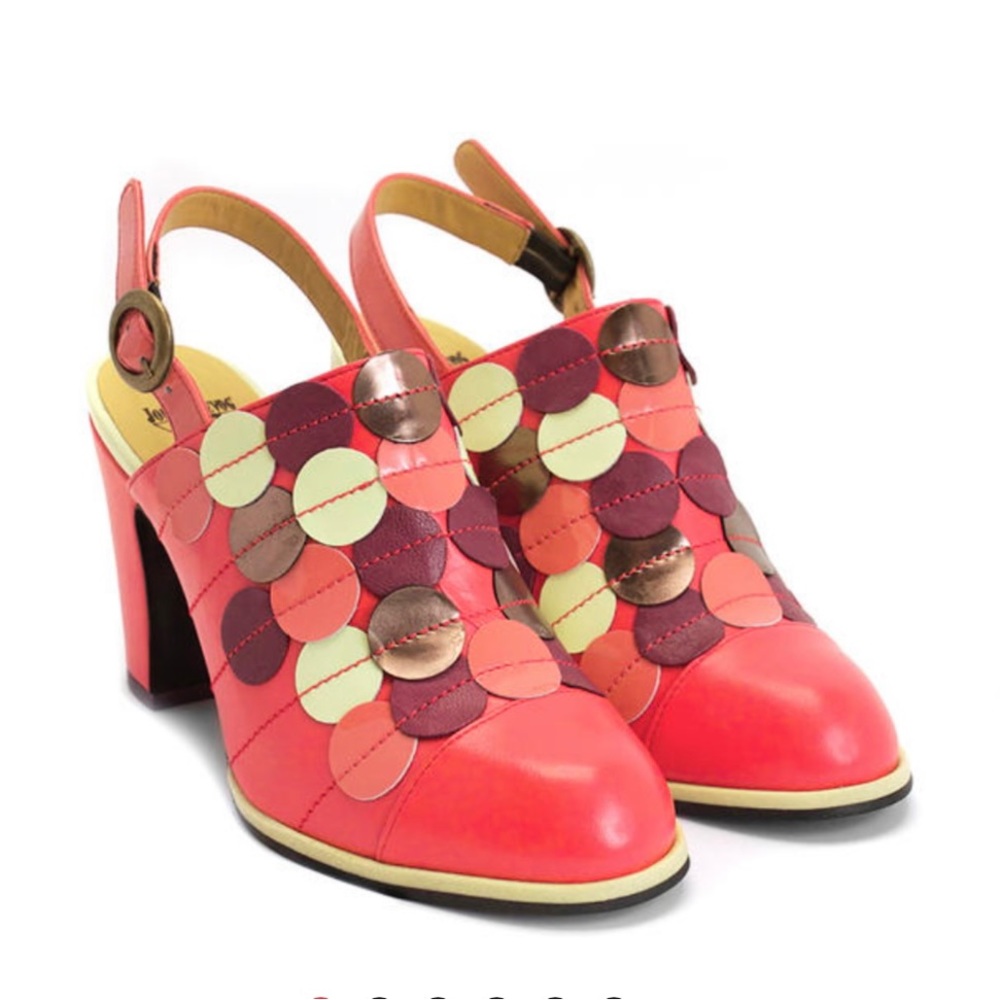 John Fluevog The Attic Tziporah Appliqué Slingback in Raspberry 9.5 (8.5-9)